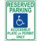 Arizona Accessible Plate or Placard Parking Sign, Aluminum, PS-141