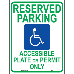 Arizona Accessible Plate or Placard Parking Sign, Aluminum, PS-141