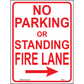 No Parking or Standing Fire Lane (Arrow Right), Aluminum, PS-055