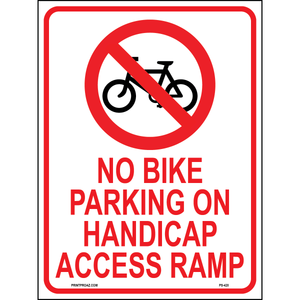 No Bike Parking on Handicap Access Ramp Sign, Aluminum, PS-420