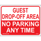 Guest Drop-Off Area, No Parking Any Time, Aluminum, PS-033