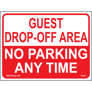 Guest Drop-Off Area, No Parking Any Time, Aluminum, PS-033
