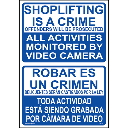 Bilingual Activities Monitored By Video Sign, Aluminum, PS-403