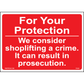 Shoplifting Is A Crime Sign, Aluminum, PS-404