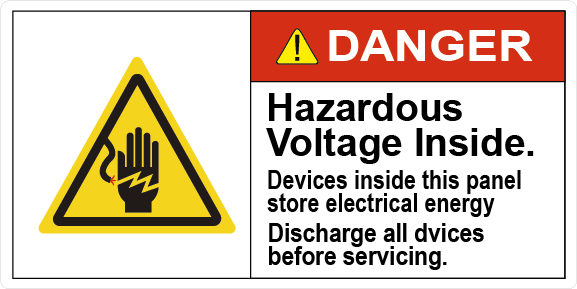 Hazardous Voltage Inside Devices Inside This Panel Store Electrical Energy, Vinyl, PUV-008