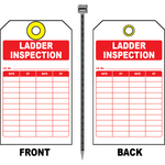 Ladder inspection safety tag with ID number date and inspector fields