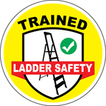 Trained ladder safety vinyl hard hat sticker with ladder symbol