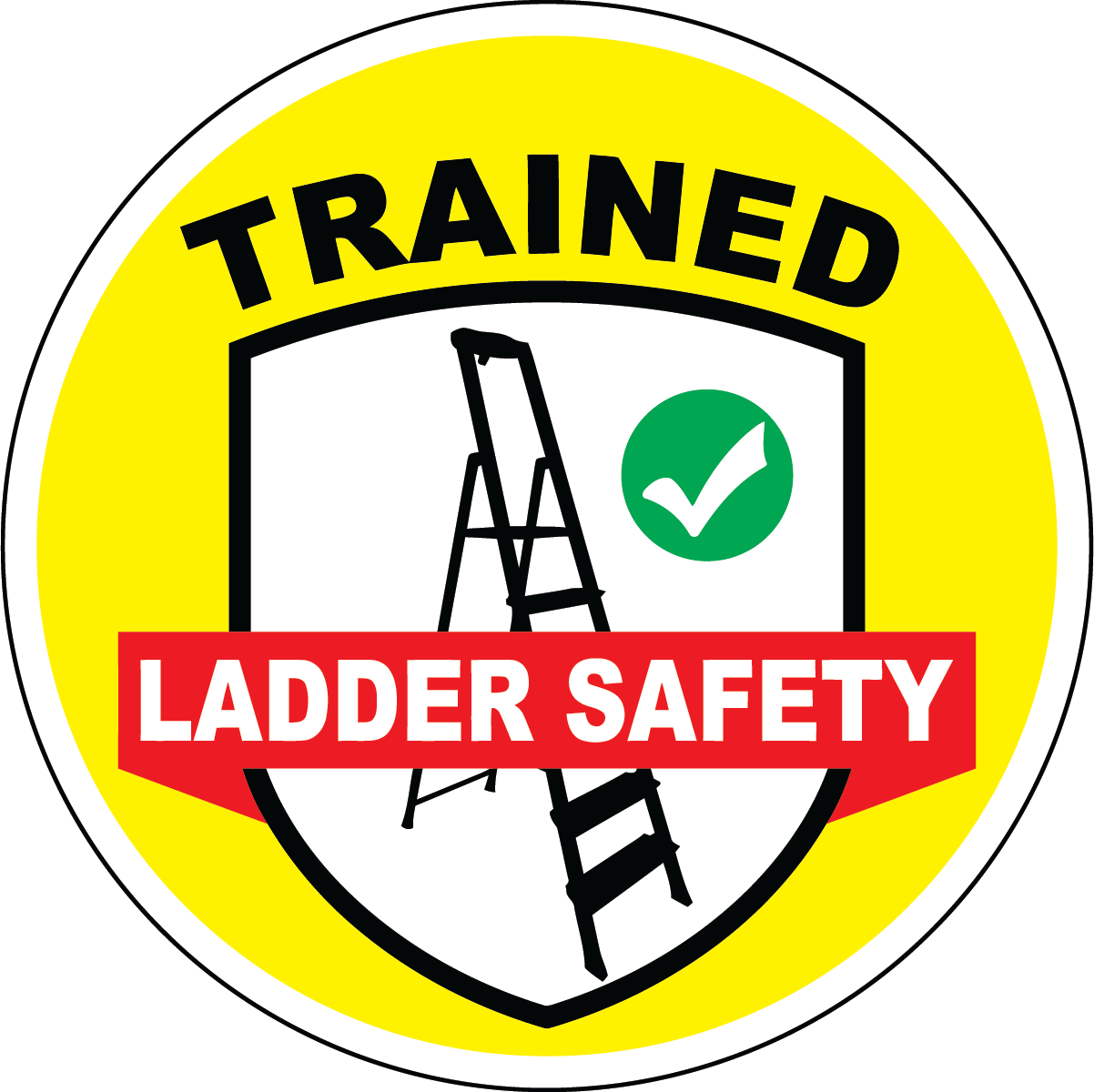 Trained ladder safety vinyl hard hat sticker with ladder symbol