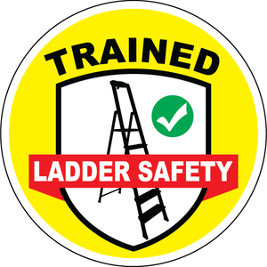 Trained ladder safety vinyl hard hat sticker with ladder symbol