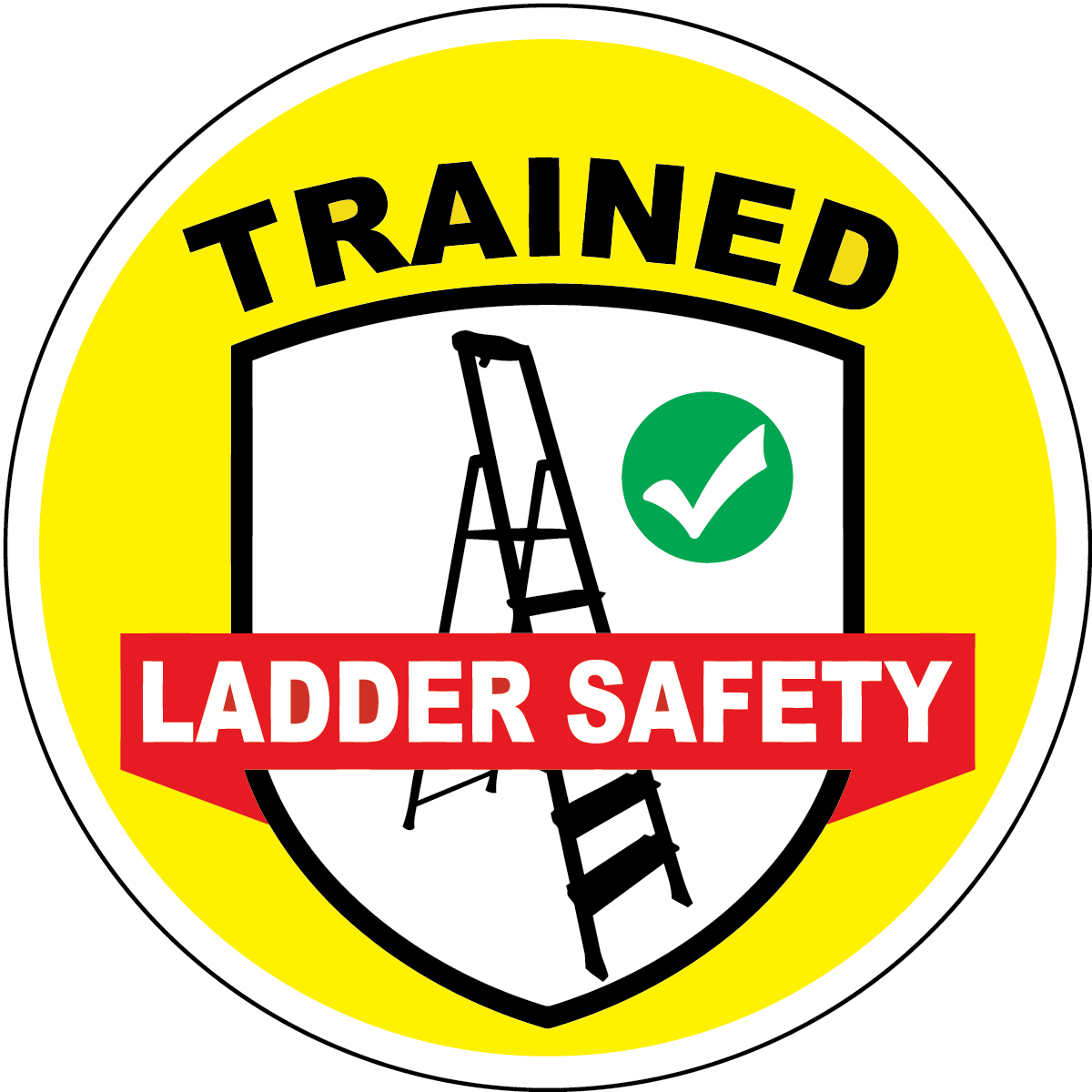 Trained ladder safety vinyl hard hat safety sticker