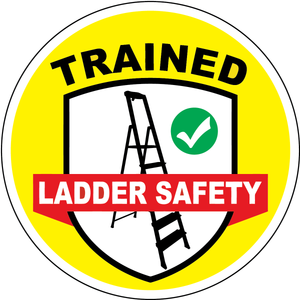 Trained ladder safety vinyl hard hat safety sticker