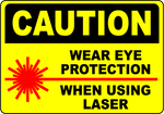 Wear eye protection when using laser safety label