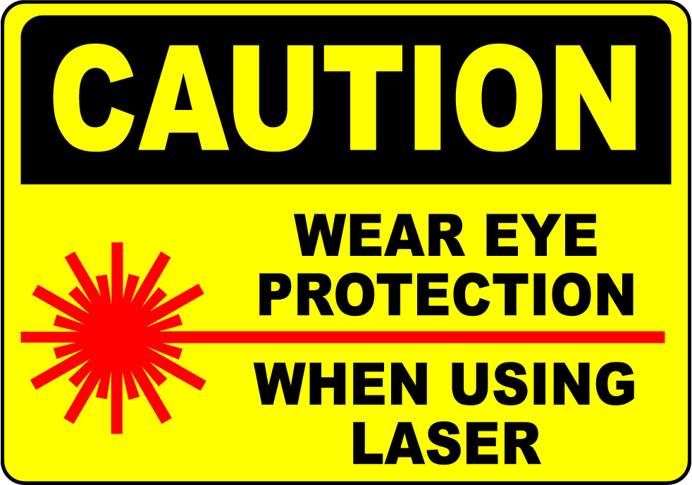 Wear eye protection when using laser safety label