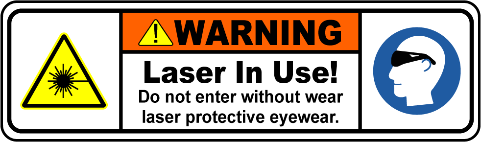 Warning laser in use eyewear required polyester label