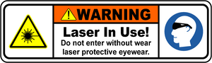 Warning laser in use eyewear required polyester label