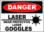 Danger laser wear protective goggles safety sign