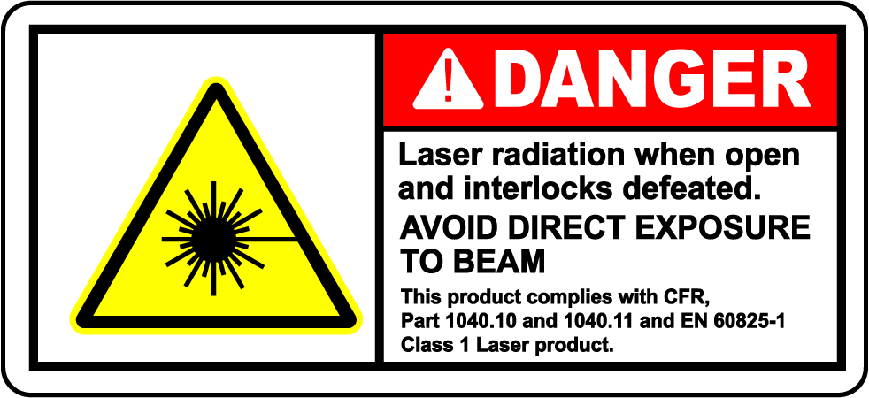 Danger laser radiation interlocks defeated safety sign