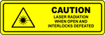 Caution laser radiation interlocks defeated safety label