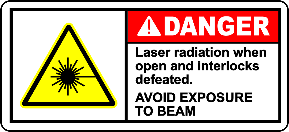 Danger laser radiation interlocks defeated safety sign