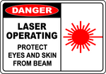 Danger laser operating eye skin safety warning sign
