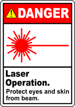 Danger laser operation eye skin safety warning sign