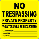 No trespassing legal property notice customizable sign