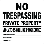 No trespassing legal property notice customizable sign