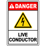 Danger live conductor electrical safety warning sign