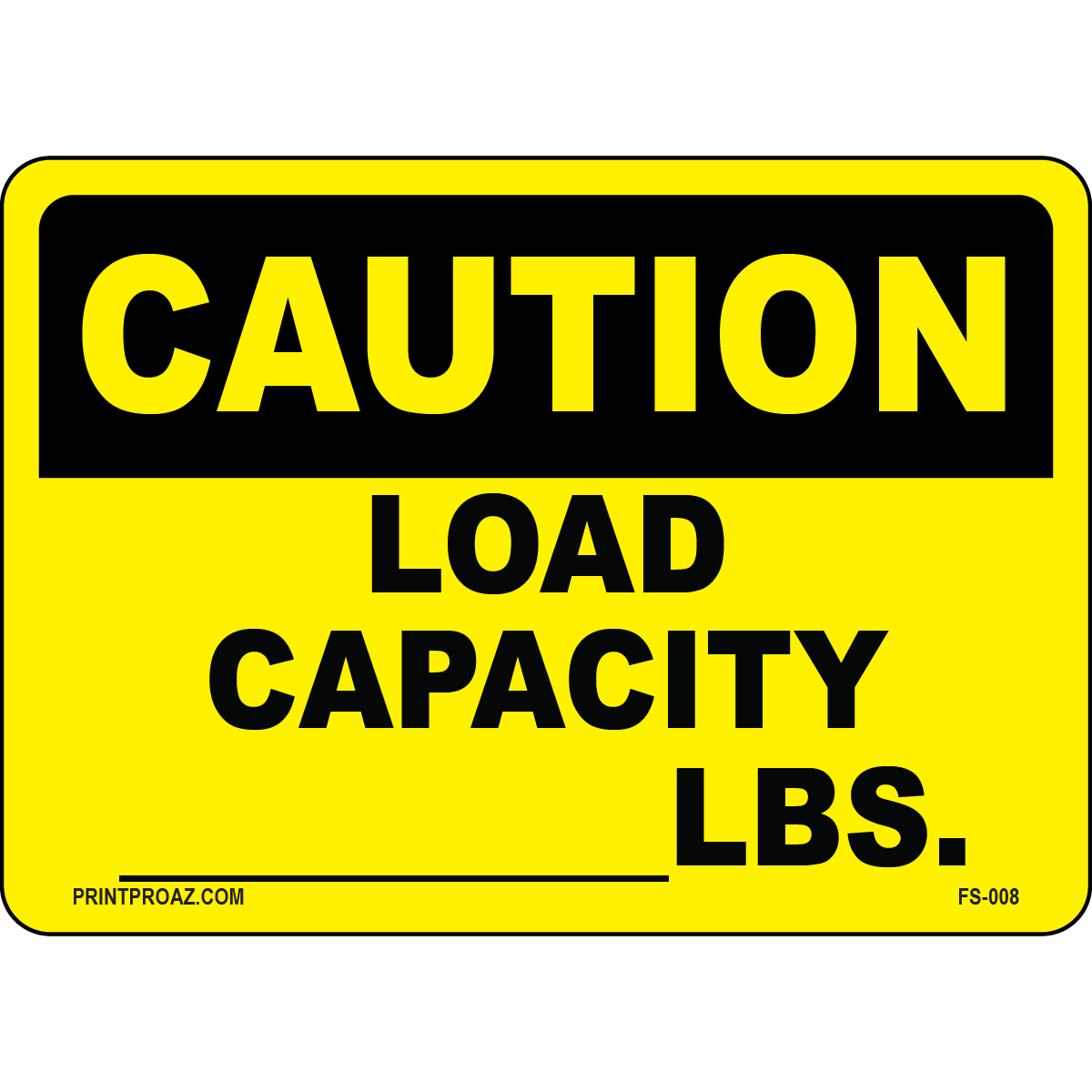 Caution load capacity equipment safety label warning
