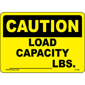 Caution load capacity equipment safety label warning