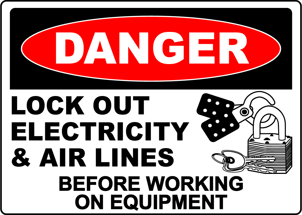 Danger lock out electricity and air lines safety sign