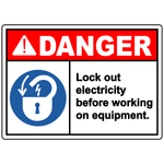 Danger lock out electricity before working sign
