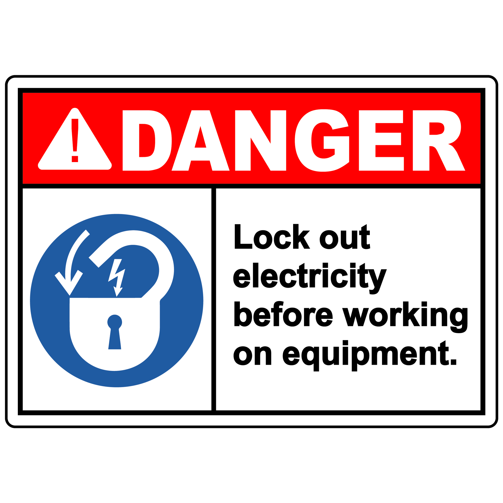 Danger lock out electricity before working sign