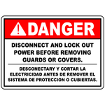 Danger Disconnect And Lock Out Power Before Removing Guards Or Covers. Desconectar Y Cortar La Electricidad Antes De Remover El Sistema De Proteccion O Cubiertas.