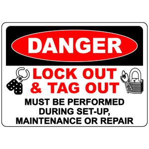 Danger lock out tag out equipment safety warning sign