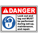Danger lockout tagout required safety sign