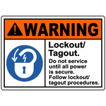 Warning lockout tagout do not service safety sign
