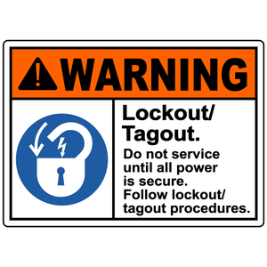 Warning lockout tagout do not service safety sign