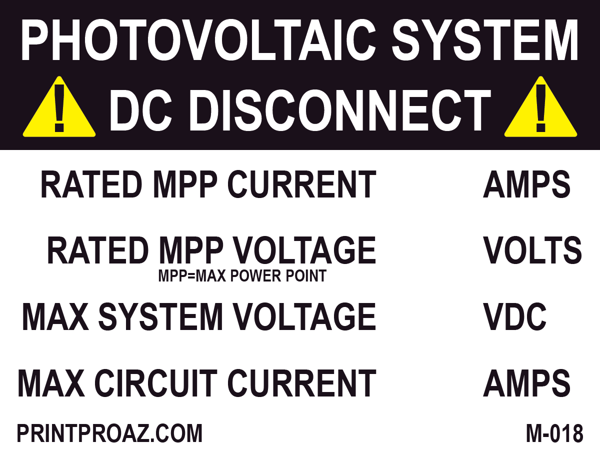 3X4 Aluminum Photovoltaic System DC Disconnect M-018