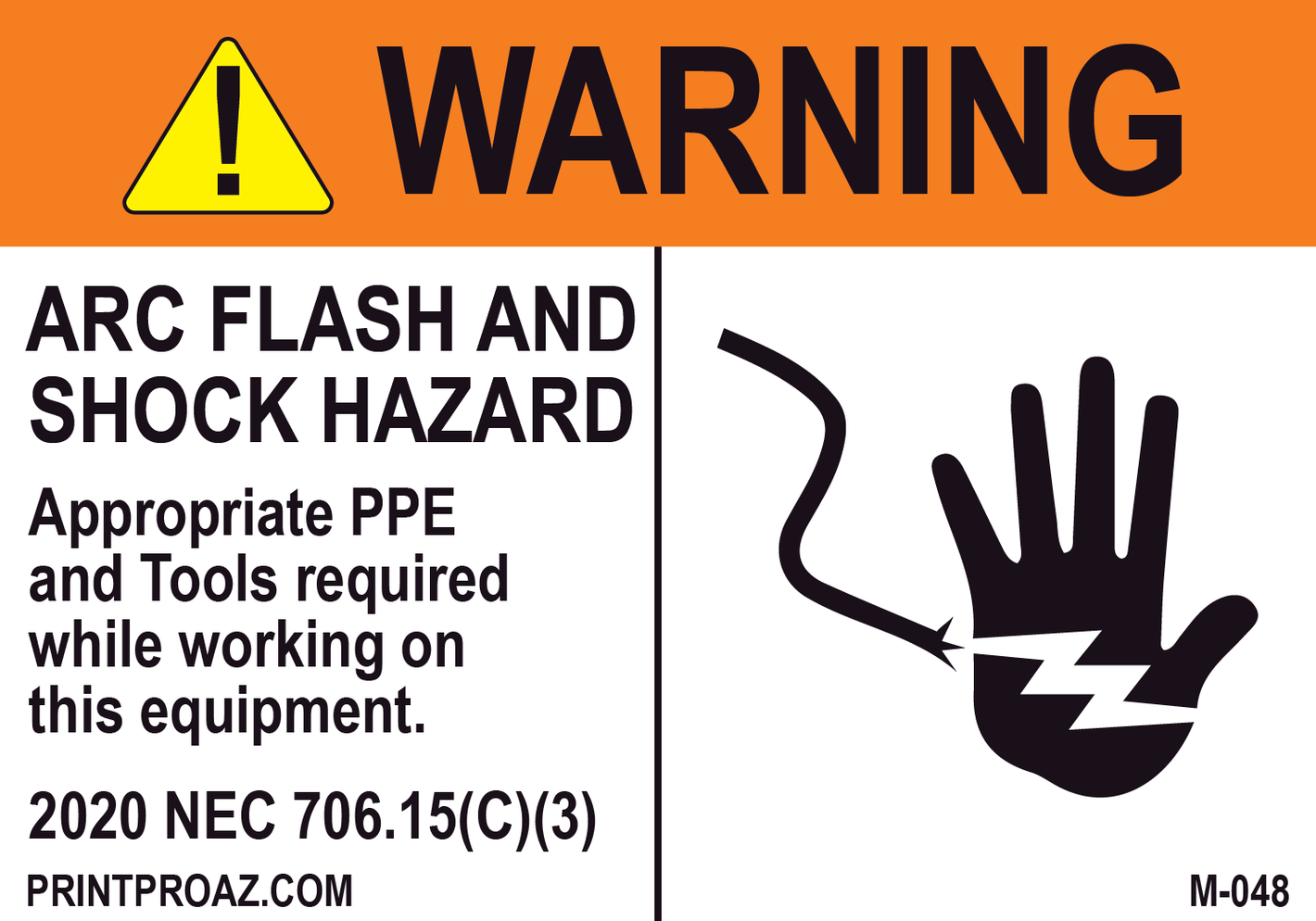 3.5X5 Aluminum Arc Flash and Shock Hazard M-048