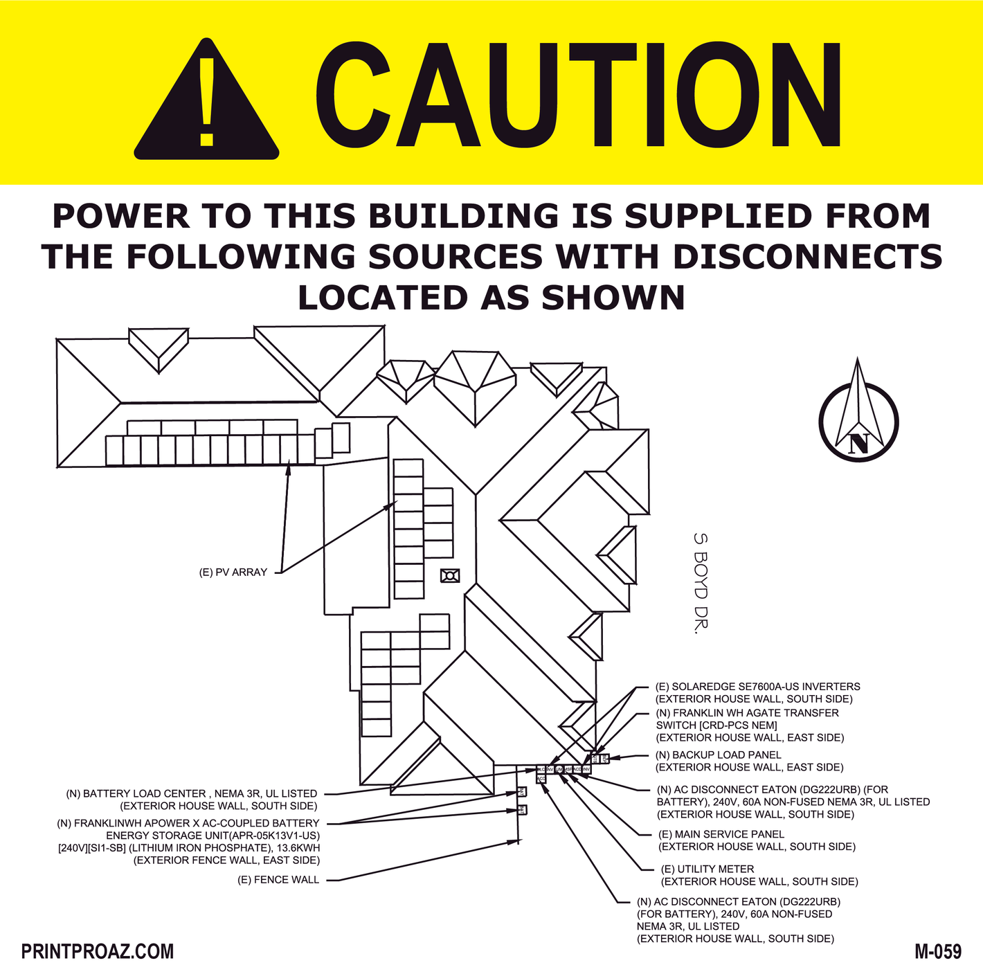 8X8 Aluminum Solar Custom Sign M-059