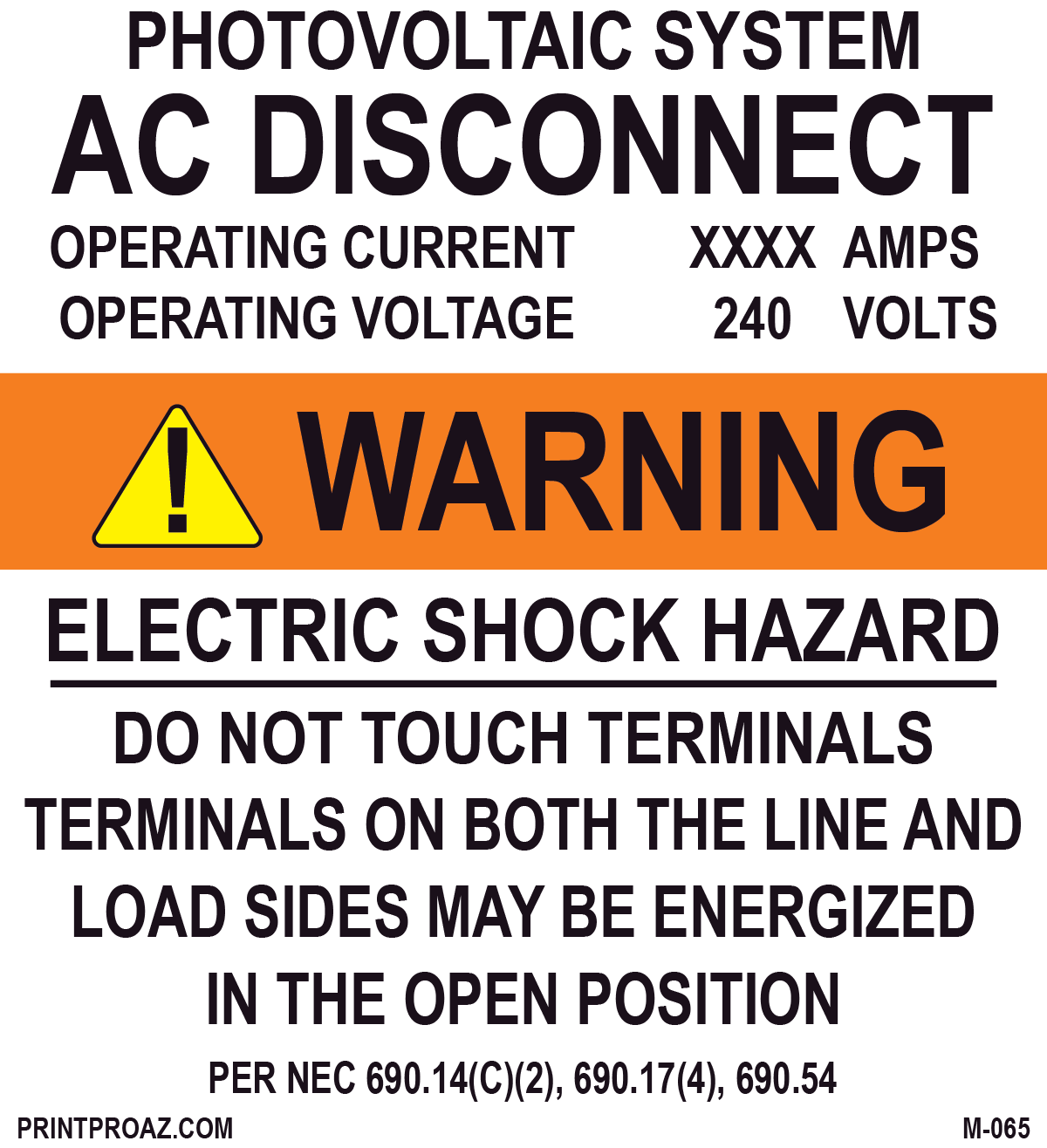 4.5X4 Aluminum Photovoltaic System AC Disconnect M-065