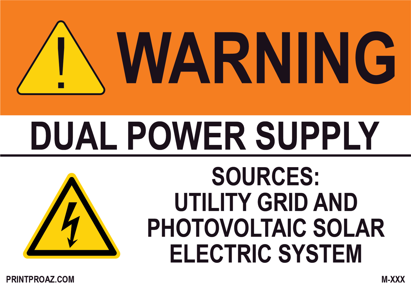 Aluminum Solar Warning Sign Label M-1245-1250