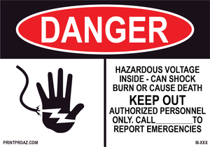 Aluminum Danger Electrical Sign Label M-207-212