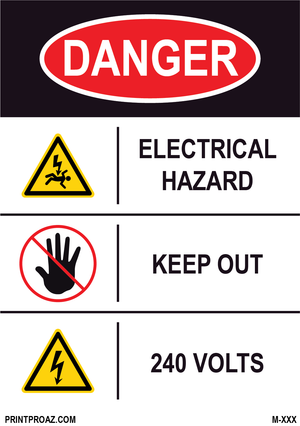 Aluminum Danger Electrical Sign Label M-321-326