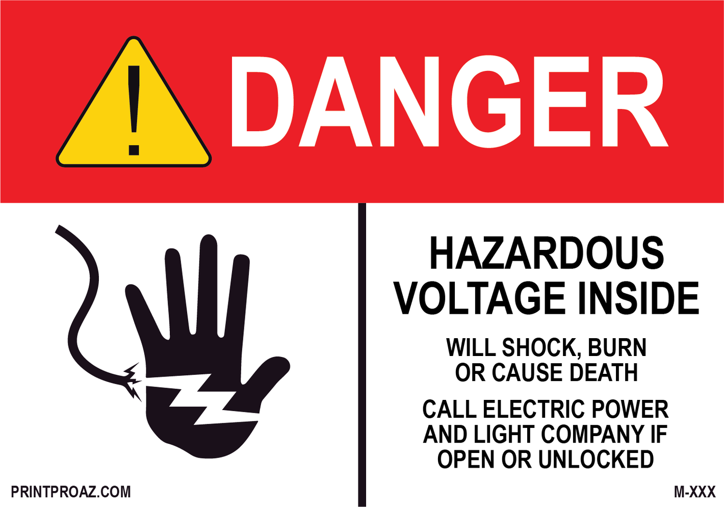 Aluminum Danger Electrical Sign Label M-609-614