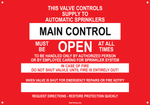 nfpa standard sprinkler valve open signs metal