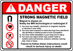 MRI strong magnetic field safety warning sign