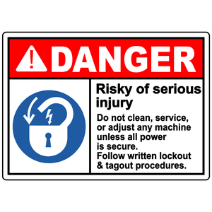 Danger lockout required machine safety sign