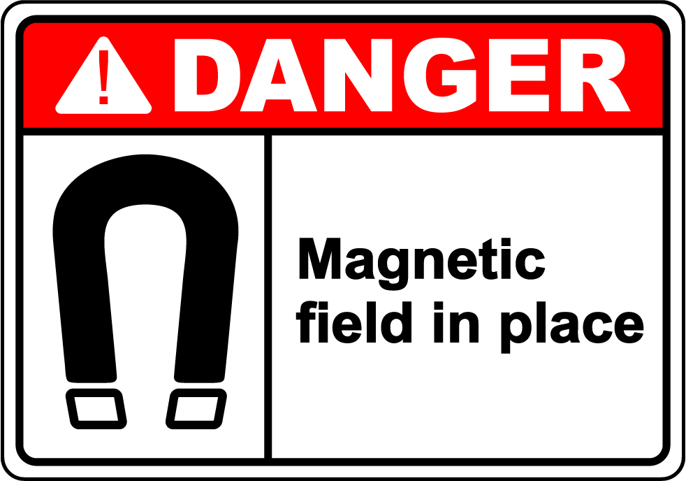 Danger magnetic field in place safety warning sign